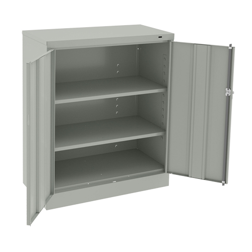 Counter High Cabinet, Steel, 2 Shelves, 42" H x 36" W x 18" D, Light Grey Sécurité Médic