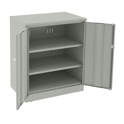 Deluxe Counter High Cabinet, Steel, 2 Shelves, 42" H x 36" W x 24" D, Light Grey Sécurité Médic