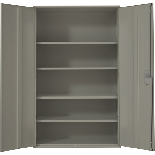 Armoire de rangement Hi-Boy tr&egrave;s large, Acier, 4 Tablettes, 72" h x 48" la x 24" P, Gris Sécurité Médic
