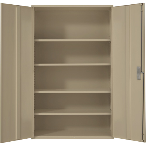 Armoire de rangement Hi-Boy tr&egrave;s large, Acier, 4 Tablettes, 72" h x 48" la x 24" P, Beige Sécurité Médic