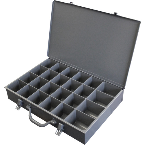 Steel Scoop Compartment Boxes, 17.875" W x 12" D x 3" H, 24 Compartments Sécurité Médic