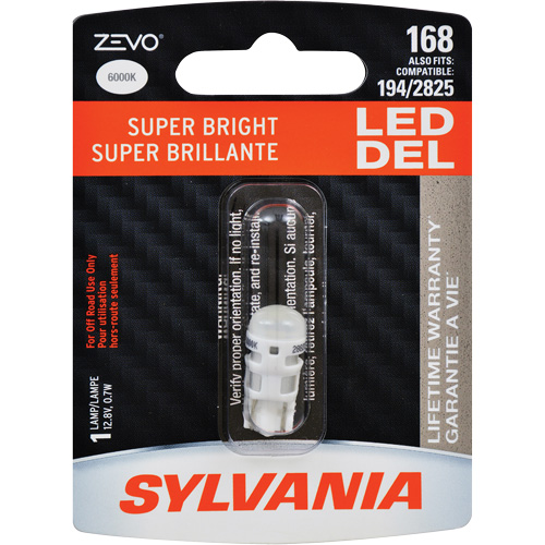 168 Zevo&reg; Mini Automotive Bulb, LED, 0.7 W, White Sécurité Médic
