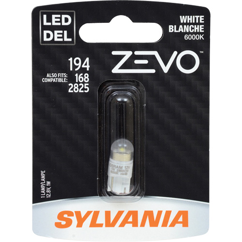 195 Mini-ampoule automobile Zevo, DEL, 0,7 W, Blanc Sécurité Médic
