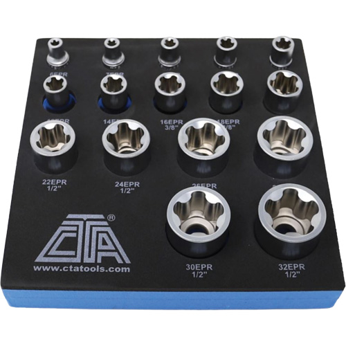 5-Point EPR Torx Socket Set, 16 Pieces, 1/4"/3/8"/1/2" Drive Size Sécurité Médic