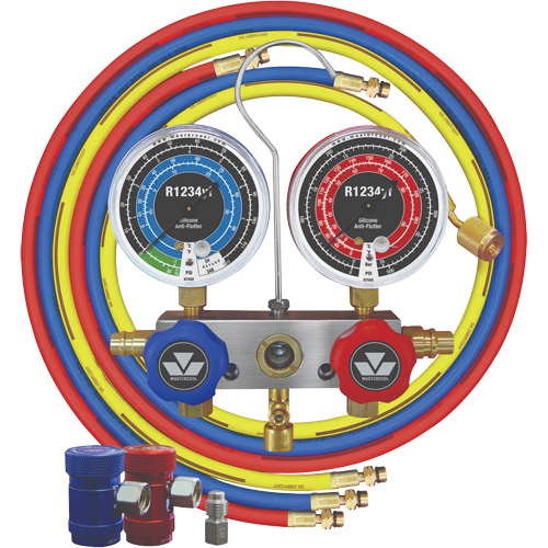 R1234Yf 2-Way Piston Valve Manifold Gauge Set Sécurité Médic