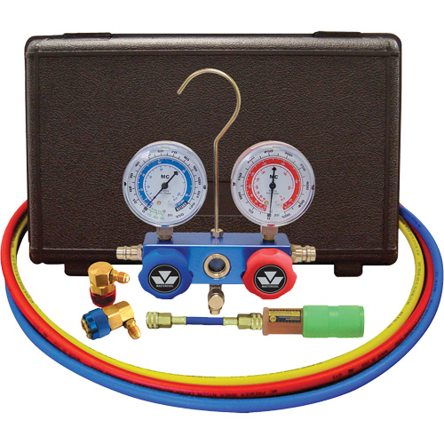 Automotive R134A 2-Way Manifold Gauge Set with Mini Dye Injector Sécurité Médic