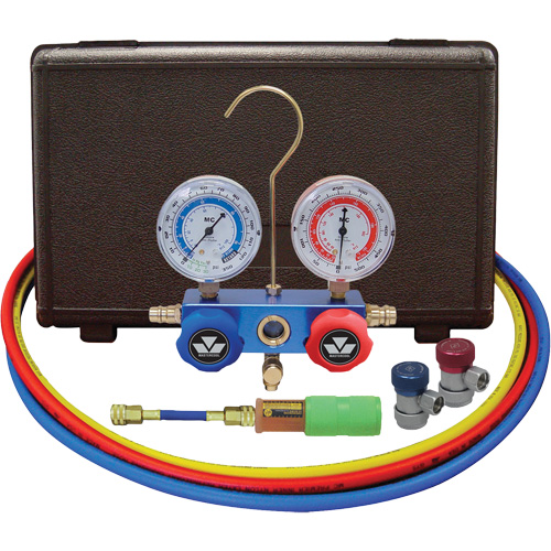 Jeu de manom&egrave;tres pour automobile avec mini-injecteur de colorant et coupleurs manuels Sécurité Médic