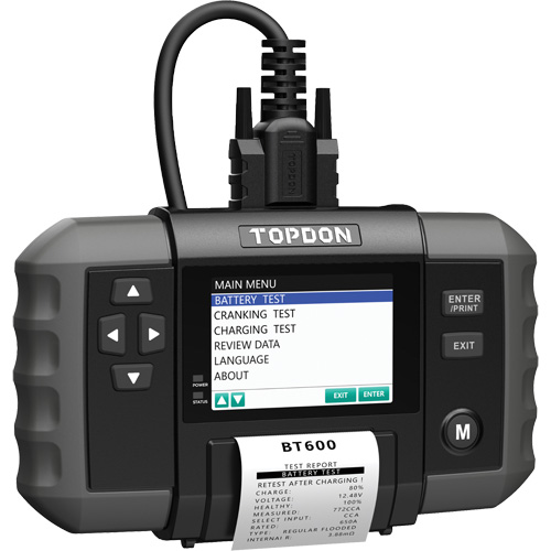BT600 12V Battery & 12V/24V System Tester with Built-in Printer Sécurité Médic