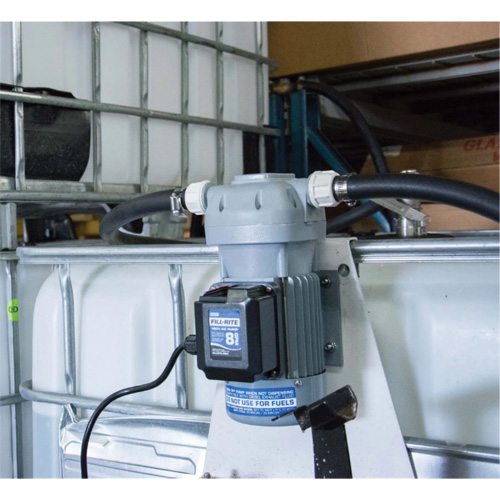 Pompe de transfert de fluide d'&eacute;chappement diesel (DEF) 115 V CA avec support pour cuve GRV et pistolet Sécurité Médic