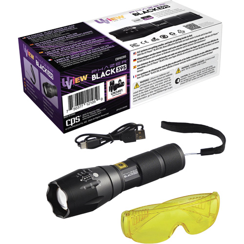 UView&reg; Phazer BLACK 395 Rechargeable UV Leak Detection Light Sécurité Médic