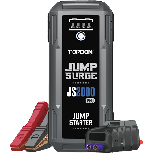 D&eacute;marreur de secours, banque d'alimentation et lampe de poche JumpSurge2000Pro &agrave; 2500 A de pointe Sécurité Médic