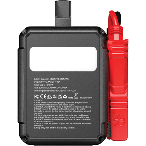 V4000 HD 12V/24V 4000A Jump Starter Sécurité Médic
