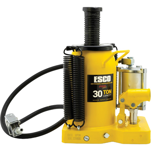 Cric-bouteille de s&eacute;rie Pro, 30 tonnes, Air comprim&eacute;/hydraulique, 20" Hauteur &eacute;lev&eacute;e Sécurité Médic