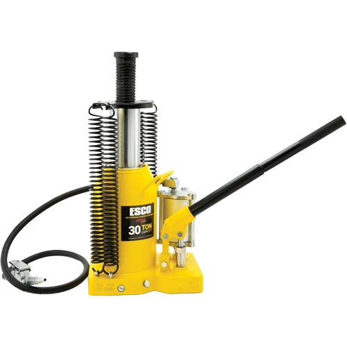 Cric-bouteille de s&eacute;rie Pro, 30 tonnes, Air comprim&eacute;/hydraulique, 20" Hauteur &eacute;lev&eacute;e Sécurité Médic