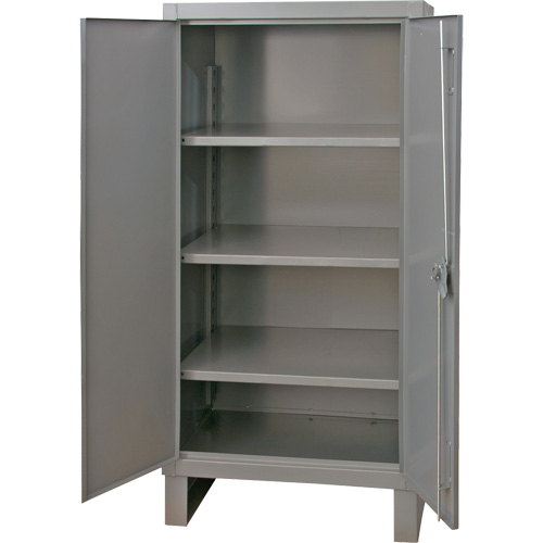 Armoire tr&egrave;s robuste, Acier, 3 Tablettes, 66" h x 36" la x 24" P, Gris Sécurité Médic
