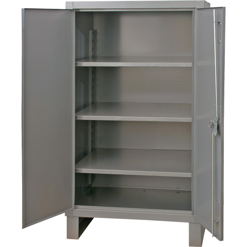 Armoire tr&egrave;s robuste, Acier, 3 Tablettes, 66" h x 48" la x 24" P, Gris Sécurité Médic