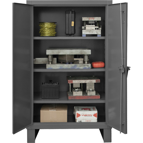 Armoire tr&egrave;s robuste, Acier, 3 Tablettes, 66" h x 60" la x 24" P, Gris Sécurité Médic