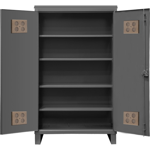 Armoire ext&eacute;rieure robuste, Acier, 4 Tablettes, 78" h x 48" la x 24" P, Gris Sécurité Médic