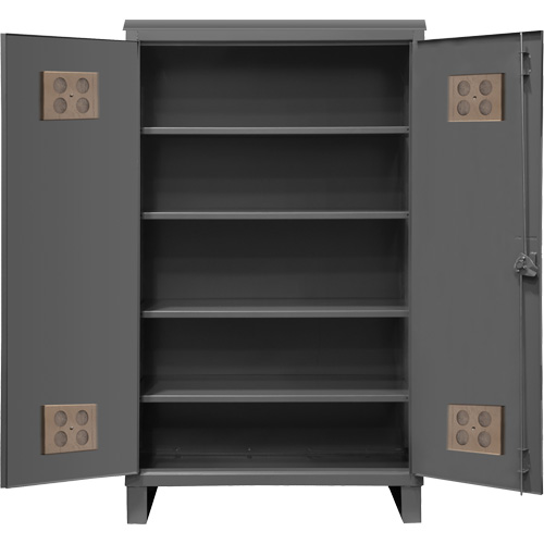 Armoire ext&eacute;rieure robuste, Acier, 4 Tablettes, 78" h x 60" la x 24" P, Gris Sécurité Médic