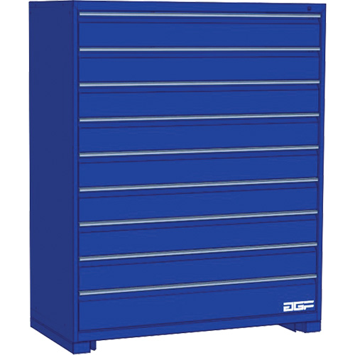Armoire &agrave; tiroirs modulaire, 9 tiroirs, 24" la x 28" p x 60" h, Bleu Sécurité Médic