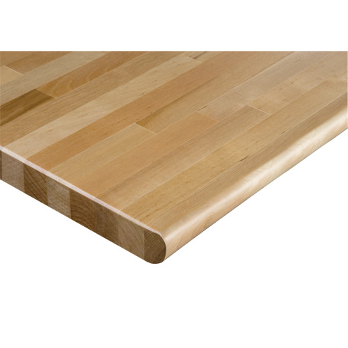 Hardwood Workbench Top, 48" W x 24" D, Bullnose Edge, 1-1/4" Thick Sécurité Médic