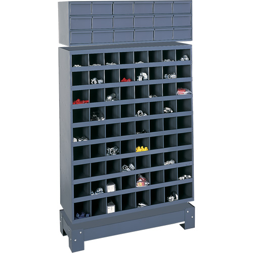 Modular Small Parts Storage Unit, Steel, 18 Drawers, 33-3/4" x 12-1/4" x 58-5/8", Grey Sécurité Médic