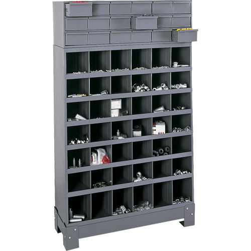 Modular Small Parts Storage Unit, Steel, 18 Drawers, 33-3/4" x 12-1/4" x 58-5/8", Grey Sécurité Médic