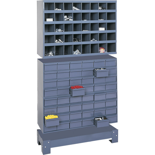 Modular Small Parts Storage Unit, Steel, 48 Drawers, 33-3/4" x 12-1/4" x 58-3/8", Grey Sécurité Médic