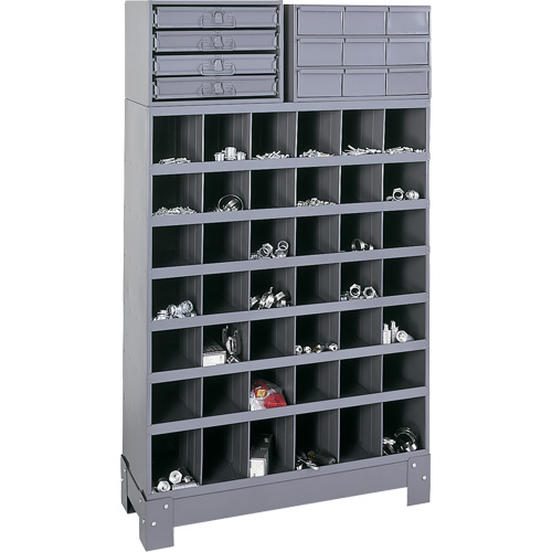 Unit&eacute; de stockage modulaire pour petites pi&egrave;ces, Acier, 13 tiroirs, 33-3/4" x 12-1/4" x 59", Gris Sécurité Médic