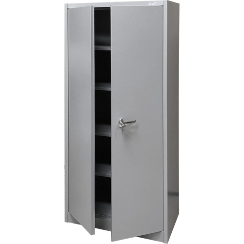 Armoire de rangement, Acier, 4 Tablettes, 66" h x 30" la x 15" P, Gris Sécurité Médic