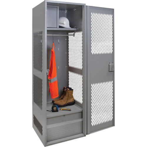 Gear Locker with Door, Steel, 24" W x 24" D x 72" H, Grey Sécurité Médic