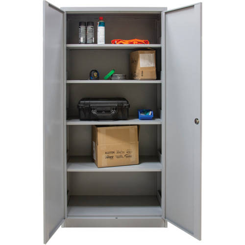 Armoires de rangement Hi-Boy, Acier, 4 Tablettes, 72" h x 36" la x 18" P, Gris Sécurité Médic