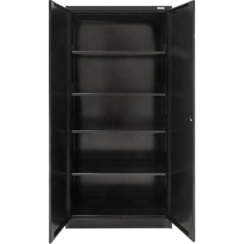 Hi-Boy Storage Cabinet, Steel, 4 Shelves, 72" H x 36" W x 18" D, Black Sécurité Médic