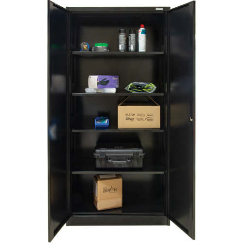 Hi-Boy Storage Cabinet, Steel, 4 Shelves, 72" H x 36" W x 18" D, Black Sécurité Médic