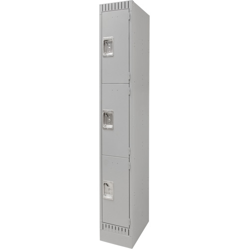 Lockers, 3 -tier, 12" x 18" x 76", Steel, Grey, Knocked Down Sécurité Médic