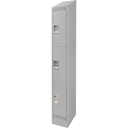 Lockers, 3 -tier, 12" x 18" x 86", Steel, Grey, Knocked Down Sécurité Médic