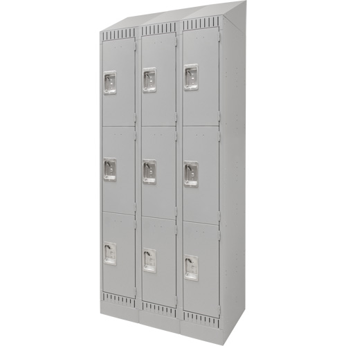 Casiers, 3 niveaux, Bloc de 3, 36" x 18" x 86", Acier, Gris, D&eacute;mont&eacute; Sécurité Médic