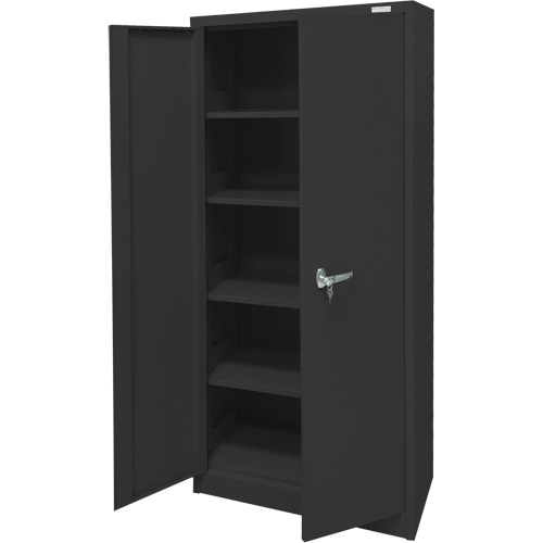 Storage Cabinet, Steel, 4 Shelves, 66" H x 30" W x 15" D, Black Sécurité Médic