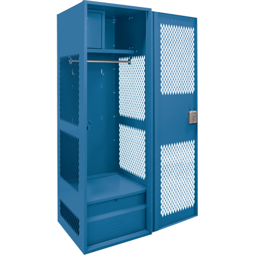 Casier pour &eacute;quipement avec porte, Acier, 24" la x 18" p x 72" h, Bleu fonc&eacute; Sécurité Médic