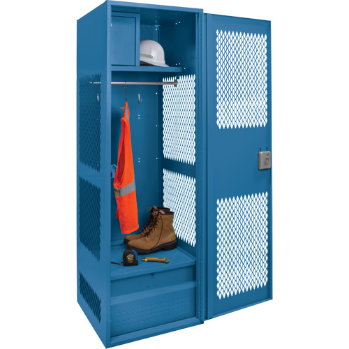 Casier pour &eacute;quipement avec porte, Acier, 24" la x 18" p x 72" h, Bleu fonc&eacute; Sécurité Médic
