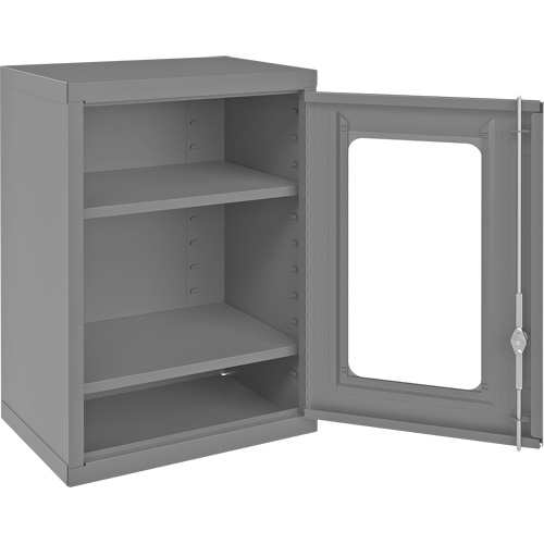 Wall-Mountable Storage Cabinet with Clearview Doors, 26-15/16" H x 18-1/8" W x 13-11/16" D, 2 Shelves, Steel, Grey Sécurité Médic