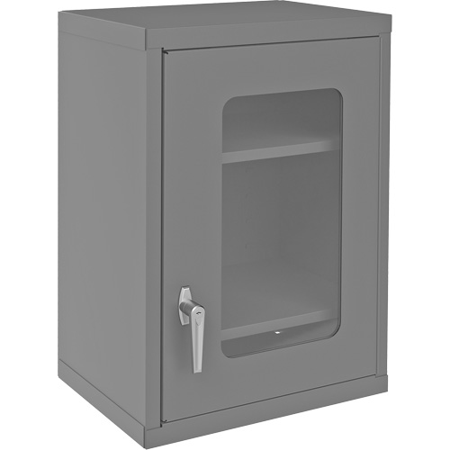Wall-Mountable Storage Cabinet with Clearview Doors, 26-15/16" H x 18-1/8" W x 13-11/16" D, 2 Shelves, Steel, Grey Sécurité Médic