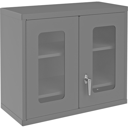 Wall-Mountable Storage Cabinet with Clearview Doors, 26-15/16" H x 29-7/8" W x 13-11/16" D, 2 Shelves, Steel, Grey Sécurité Médic