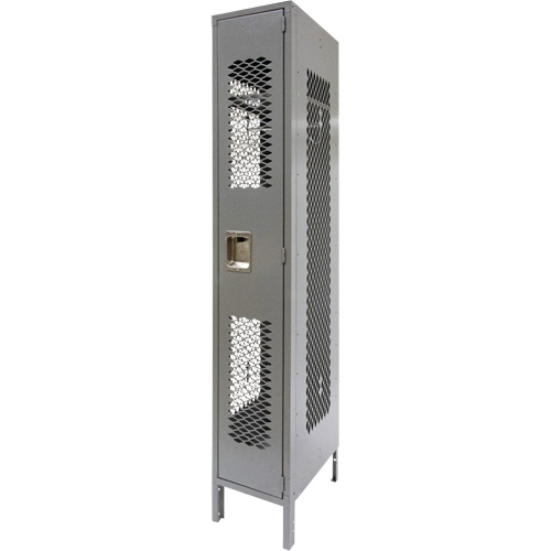 Vented Lockers, 12" x 18" x 78", Steel, Grey, Knocked Down, Perforated Sécurité Médic
