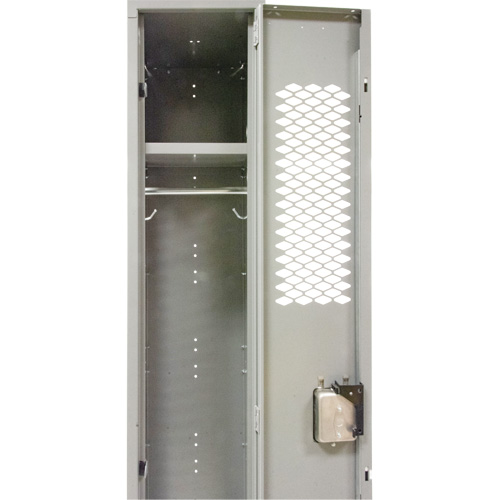 Vented Lockers, 12" x 18" x 88", Steel, Grey, Knocked Down, Perforated Sécurité Médic