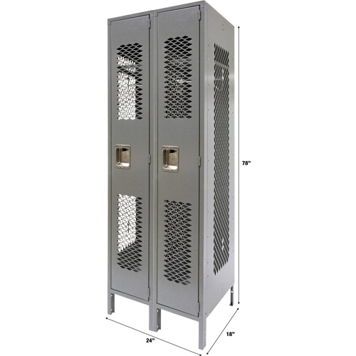 Casiers ventil&eacute;s, Bloc de 2, 24" x 18" x 78", Acier, Gris, D&eacute;mont&eacute;, Perfor&eacute; Sécurité Médic