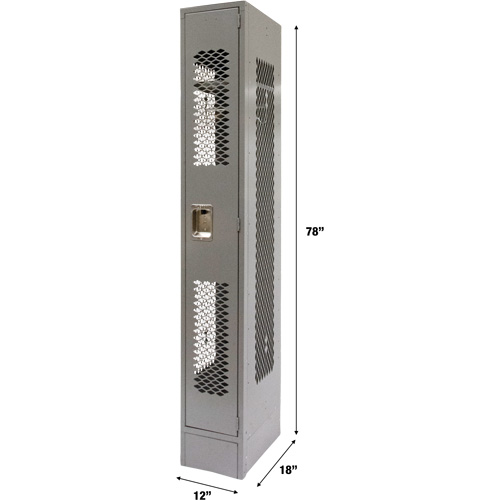 Vented Lockers, 12" x 18" x 78", Steel, Grey, Knocked Down, Perforated Sécurité Médic