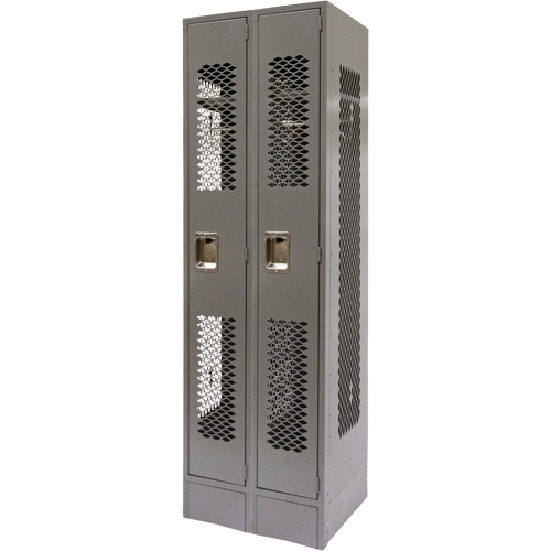 Vented Lockers, Bank of 2, 24" x 18" x 78", Steel, Grey, Knocked Down, Perforated Sécurité Médic
