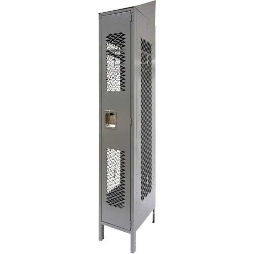 Vented Lockers, 12" x 18" x 88", Steel, Grey, Knocked Down, Perforated Sécurité Médic