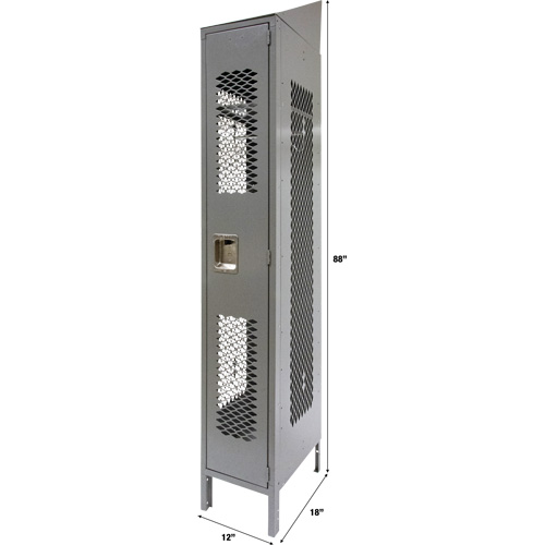 Vented Lockers, 12" x 18" x 88", Steel, Grey, Knocked Down, Perforated Sécurité Médic